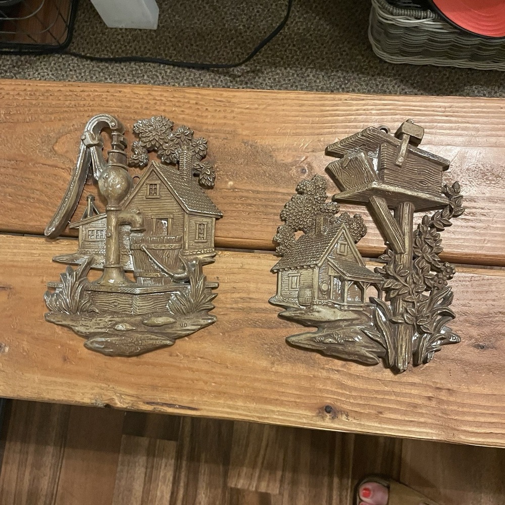 Vintage Hoda 70s Wall Art Decor Retro mcm 1976 country theme cast metal